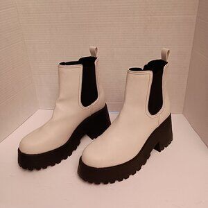 Women's Mid-Calf Low Heel Platform Chunky Pull On Chelsea Ankle Boots Size 10